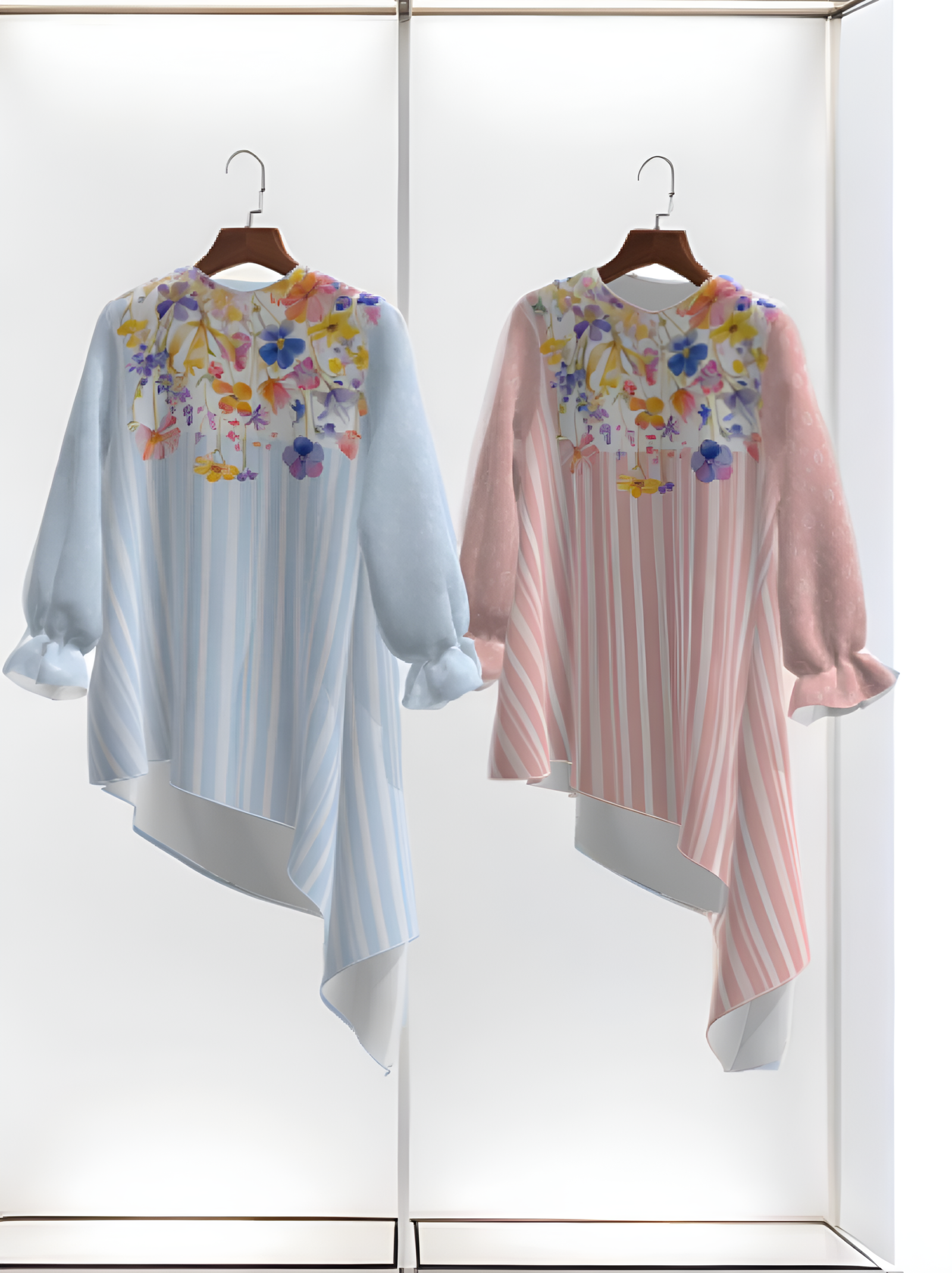 Tunik Pink dan Biru Salur Nadela Hazanacloth