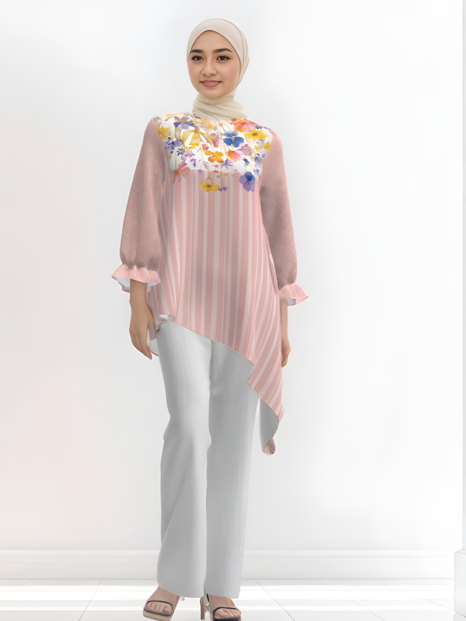 Nadela Tunik Salur Pink hazanacloth